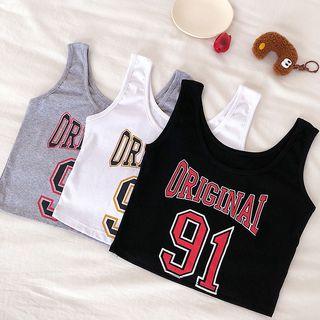 Lettering Slim-fit Sleeveless Top