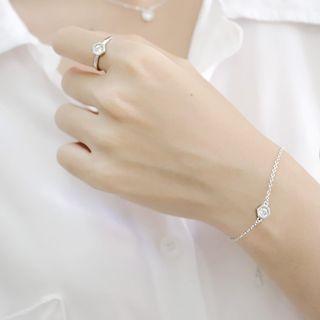 925 Sterling Silver Rhinestone Ring / Bracelet