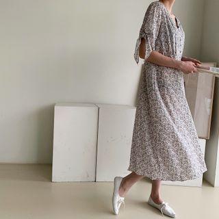 Button-through Floral Long Dress