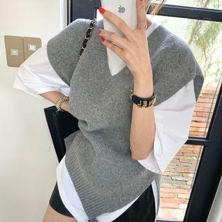 Plain Sweater Vest / Short-sleeve Plain T-shirt