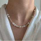 Freshwater Pearl Sterling Silver Necklace Xl1662 - White & Silver - One Size