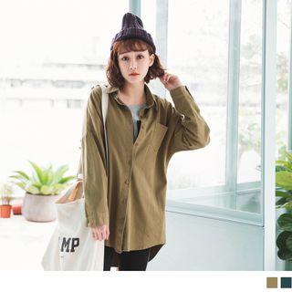 Drop Shoulder Plain Shirt
