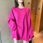 Oversized Plain T-shirt Rose Pink - One Size