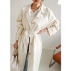 Tall Size Single-breasted Trench Coat With Sash