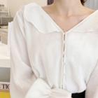 Crepe Peasant Blouse Ivory - One Size