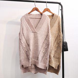 Melange V-neck Knit Vest