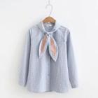 Long-sleeve Embroidered Gingham Blouse