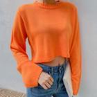 Wide-sleeve Cropped Knit Top