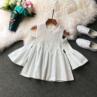 Shoulder Cut Out Bell Sleeve Blouse