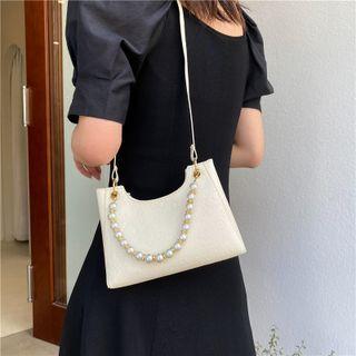 Cartoon Print Faux Pearl Strap Shoulder Bag
