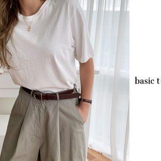 Boxy-fit Plain T-shirt Ivory - One Size
