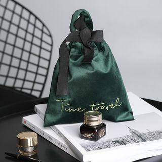 Embroidered Lettering Velvet Drawstring Pouch