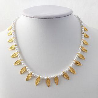 Alloy Faux Pearl Necklace White Faux Pearl - Gold - One Size