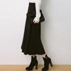 Belted A-line Long Flare Skirt