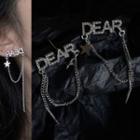 Lettering Rhinestone Chained Alloy Earring
