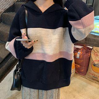 Color-block Oversize Hoodie Blue - One Size