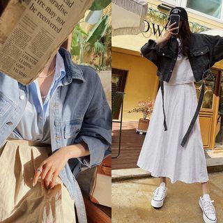Denim Oversize Trucker Jacket With Belt