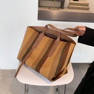 Contrast Color Striped Tote Bag
