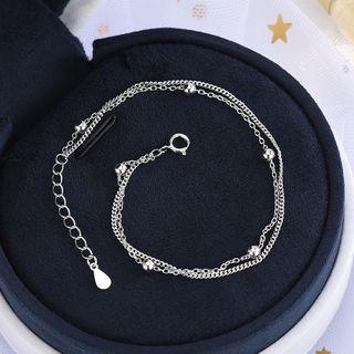925 Sterling Silver Bead Layered Bracelet S925 Silver - Bracelet - One Size