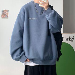 Long Sleeve Round Neck Plain Lettering Sweatshirt