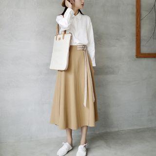 Buckled Midi A-line Skirt