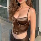 Spaghetti Strap Satin Corset Top