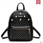 Faux Leather Studded Zip Backpack