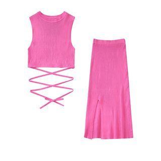 Plain Tank Top / Midi Skirt / Set