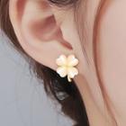 Clover Cat Eye Stone Alloy Earring 1 Pair - Beige - One Size