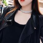 Alloy Rhinestone Choker Silver - One Size