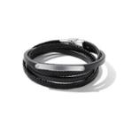 Simple Personality Geometric 316l Stainless Steel Multi-layer Leather Bracelet Silver - One Size