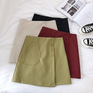 Pocket Detail Faux Leather Mini A-line Skirt
