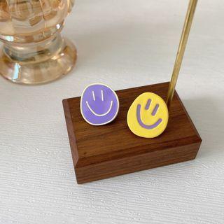 Smiley Face Sterling Silver Stud Earring / Clip-on Earring