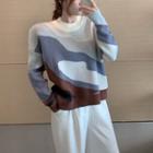 Color Panel Sweater Blue & Brown - One Size