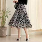 Band-waist Floral Patterned A-line Skirt