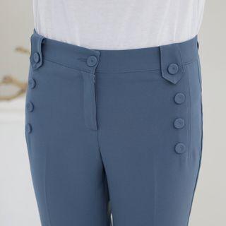 Buttoned Boot-cut Dress Pants