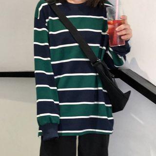 Striped Pullover / Long-sleeve Striped Polo Shirt