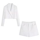 Set: Cropped Double-breasted Blazer + Shorts