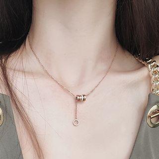 Alloy Rhinestone Pendant Necklace Stainless Steel - One Size