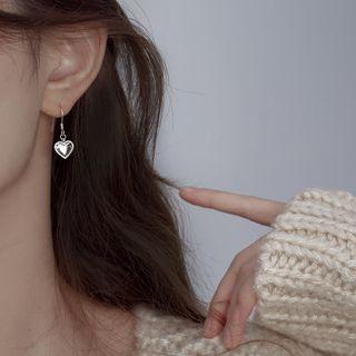 Heart Drop Earring 1 Pair - Silver - One Size