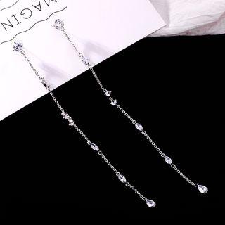 925 Sterling Silver Rhinestone Dangle Earring As Shown In Figure - One Size