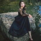 Long-sleeve Lace A-line Maxi Sun Dress