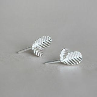 925 Sterling Silver Leaf Earring 1 Pair - Silver - One Size