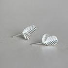 925 Sterling Silver Leaf Earring 1 Pair - Silver - One Size