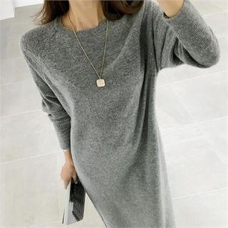 Wool Blend Knit Boxy Maxi Dress