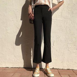 Plain Cropped Boot Cut Jeans