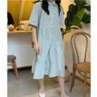 Wide Medium Long Short-sleeve Dress