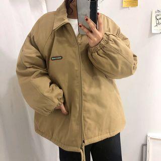 Applique Zip Jacket Khaki - One Size