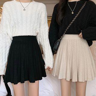 Knit Accordion Pleat A-line Semi Skirt