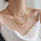 Layered Alloy Necklace Necklace - Does Not Fade - Gold - One Size